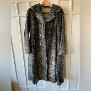Vintage Pelzhaus Persian Silver Lamb Fur Swing Coat Size Extra M/L
